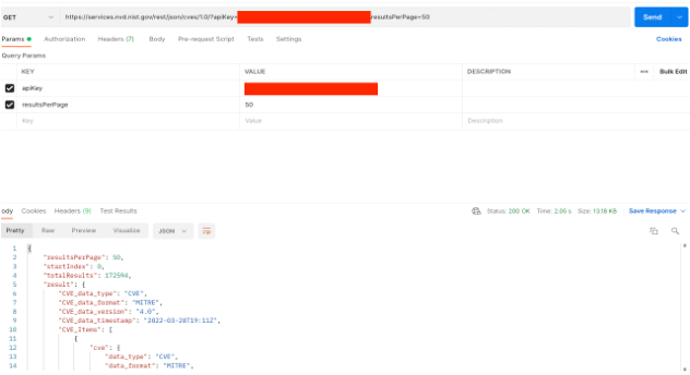 NVD collection through Postman