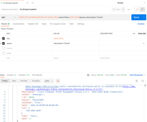 Shodan collection through Postman
