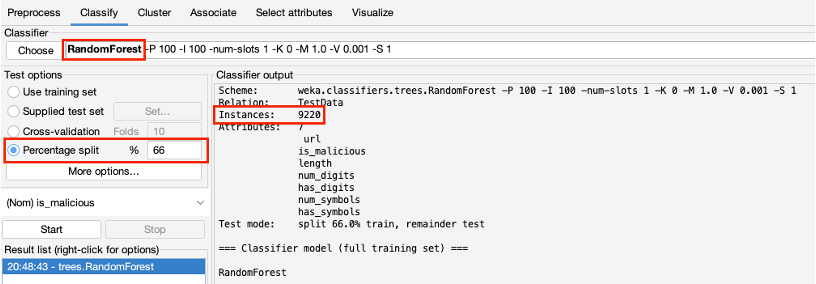 Initial Overview of WEKA for URL Classification